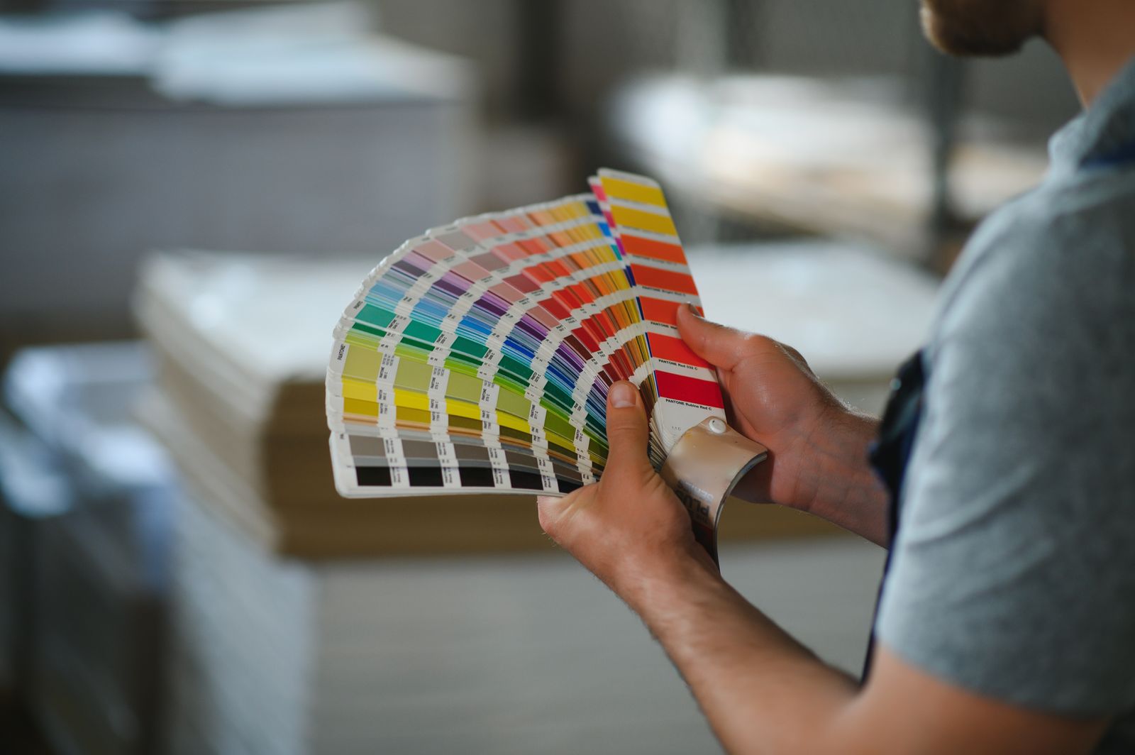 Checking a Pantone color match for a print job